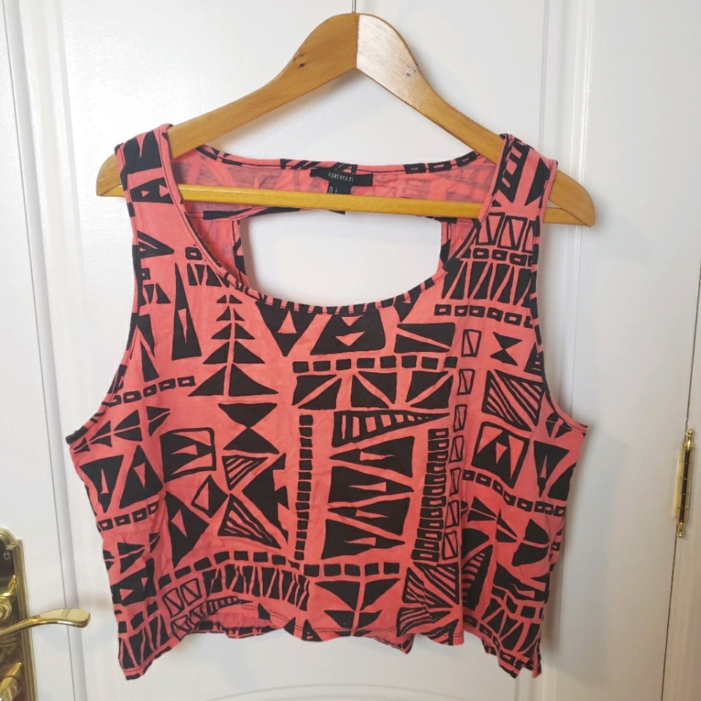 Forever 21 Aztec Print Crop Top with Cutout Back